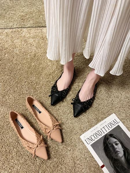 

хан издание мода нового лето фея банта мягкого дно дуги обуви, Black