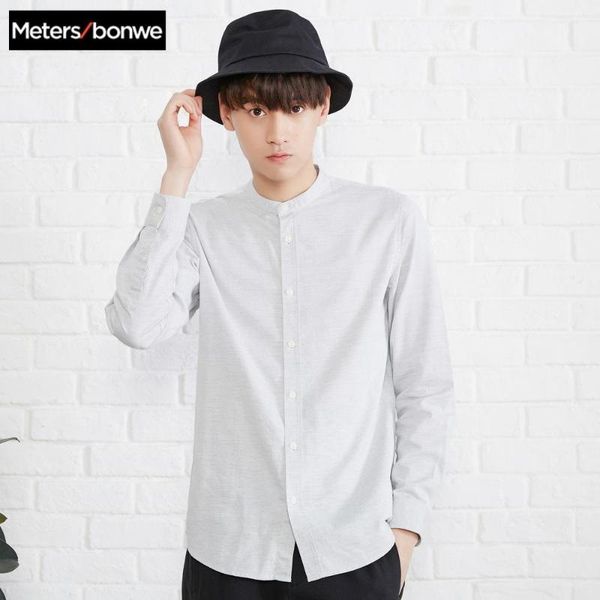 

metersbonwe brand men new casual shirts spring autumn male slim long sleeve shirts regular cotton male teenager, White;black