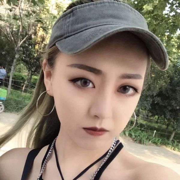 

women's summer korean style old curved baseball hat eaves empty cap children's solid color baseball cap lovers wash hat men, Blue;gray