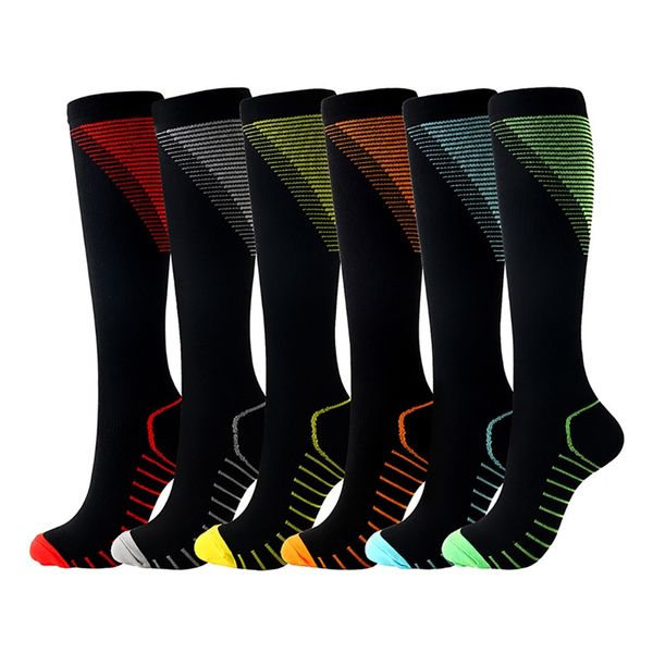 

compression socks knee high/long printed polyester nylon hosiery outdoor sports footwear accessories for women men, Black