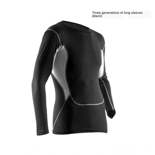 

three-generation sports t-shirt tights tights men's long-sleeved stretch fitness clothes running quick-drying t-shirt, Black