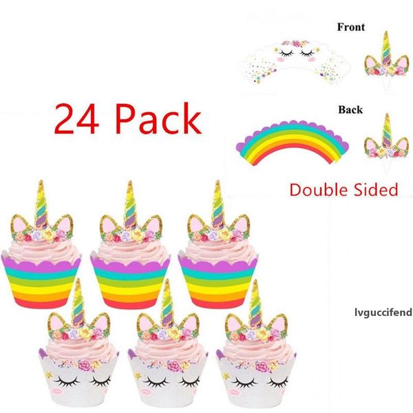 

24pcs rainbow unicorn cupcake cake wrappers ers baby shower kids birthday cupcake wrappers unicorn rainbow cake ers bba257