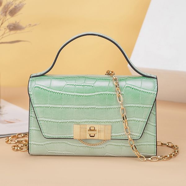 

2020 new fashion fashion genuine leather crocodile pattern women's portable small square bag chain small square bag, White