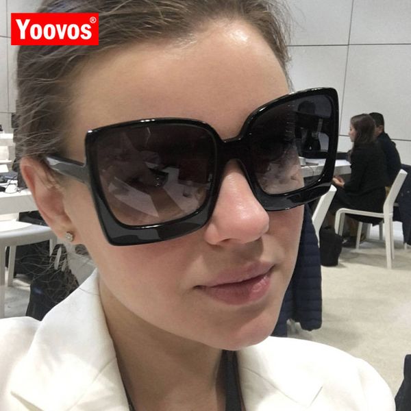 

yoovos new oversized fashion women sunglasses retro sunglasses women new luxury gradient fashion brand designer, White;black
