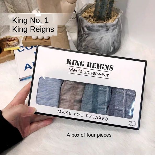 

4 мужских нового белье хлопка середины талия хлопок большого размера боксеров твердого белье цвет дышащие боксеры, Black;white