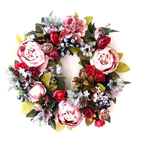 

simulation peony wreath 14-inch door decoration wall ornaments candlestick garland flower