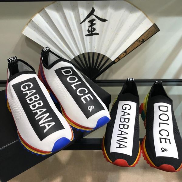 

2019f new mesh socks casual letter sports flat round head a pedal men's low shoes original box delivery 38-4411, Black