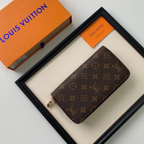 

luxury classic zipper wallet men phone money coin pocket wallet purses card holder handbag men leather long wallets with origin box
