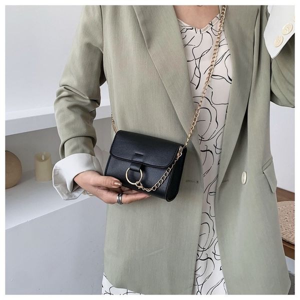 

2020 new shoulder bag women's casual fashion korean small circle chain square bag simple solid color ladies