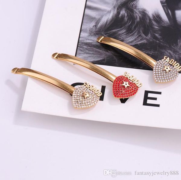

super letters retro love stars zircon full diamond hairpin luxury designer women's hairpin, Golden;silver