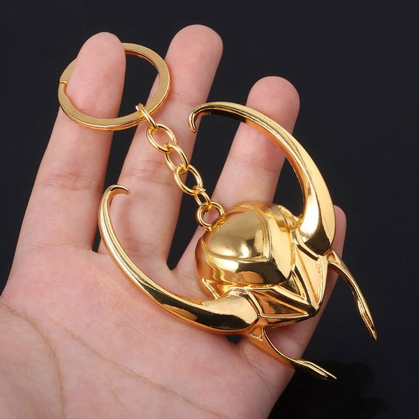 

sg film loki helmet keychain thor hammer llavero pendants golden thanos gloves keyring iron man car cosplay jewelry, Silver