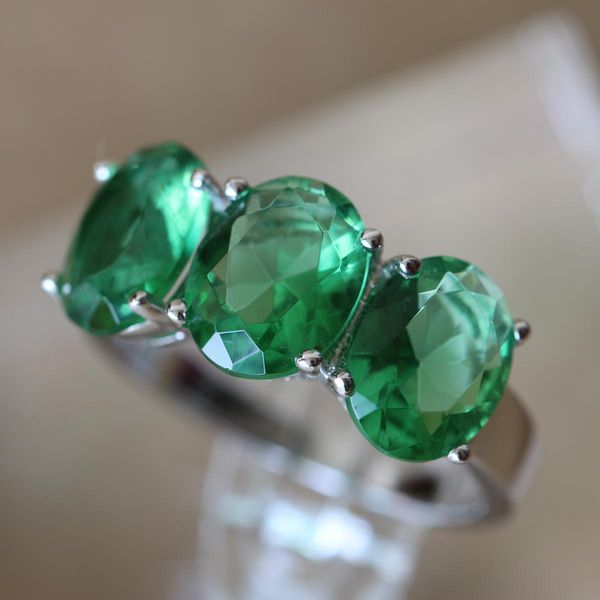 

fashion- three stone 3.84 ct white gold filled 925 sterling silver sona synthetic engagement ring wedding band for women fine jewelry, Golden;silver