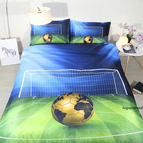

3pcs sports bed linens for boys teens galaxy basketball football bedding full single duvet cover set king size sheets kids