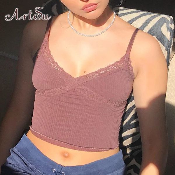 

women's tanks & camis lace cute pink crop women y2k e-girl casual sleeveless spaghetti strap tee backless camisole 2021 asve52154, White