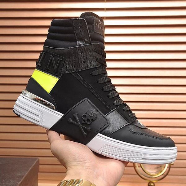 

luxury men shoes fashion sneakers zapatos de hombre with box fashion mens shoes boots phantom kick $hi -leather mix ankle boots fast shi, Black