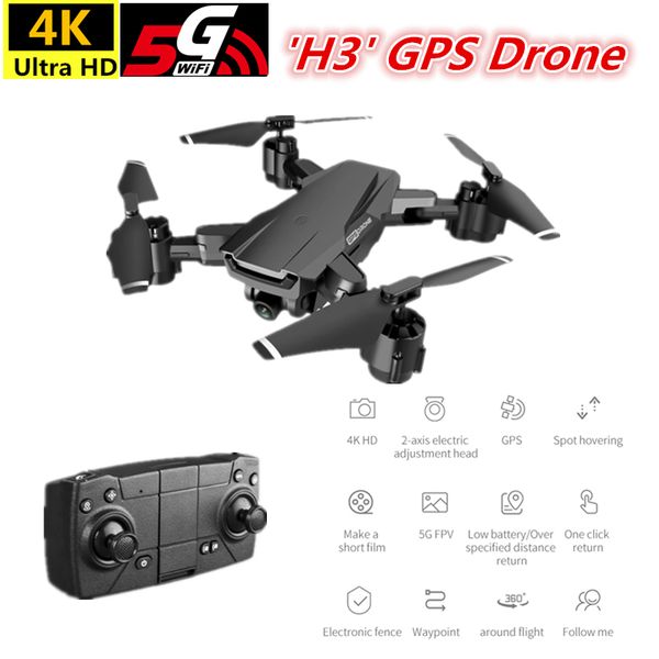 

h3 drone gps 4k 5g wifi fpv quadcopter with 4k hd 2-axis gimbal drones foldable quadrocopter flight 20 mins vs e520s sg907 s162