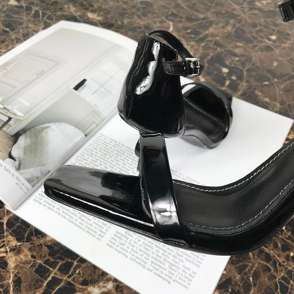 

brand ultra-high designer slides sandals women with letters during a word with contracted ankle fashionable leather shoes with 11 cm high, Black