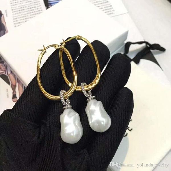 

Charming Fashion Women Jewelry Yellow Gold Plated CZ Natural Pearl Earrings Hoops for Girls Women Nice Gift for Girl Friend