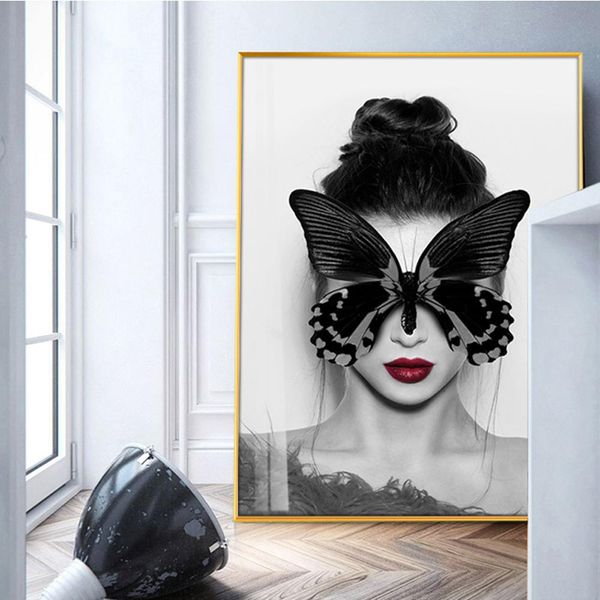 

butterfly girl wall decorative modern girls modern art canvas paintings wall art for living room home decor (no frame