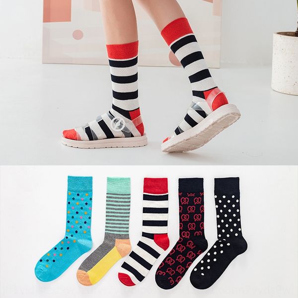 

medium tube women's cotton personalized jacquard pattern fashionable jacquard and socks women's socks, Pink;yellow