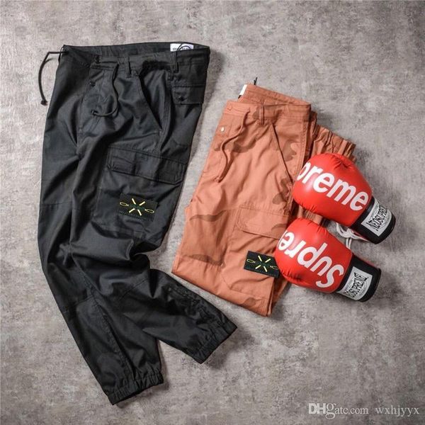 

mens overalls retro brand new pants men outdoor travel multi-pocket ykk zipper elastic webbing badge design perfect details trousers, Black