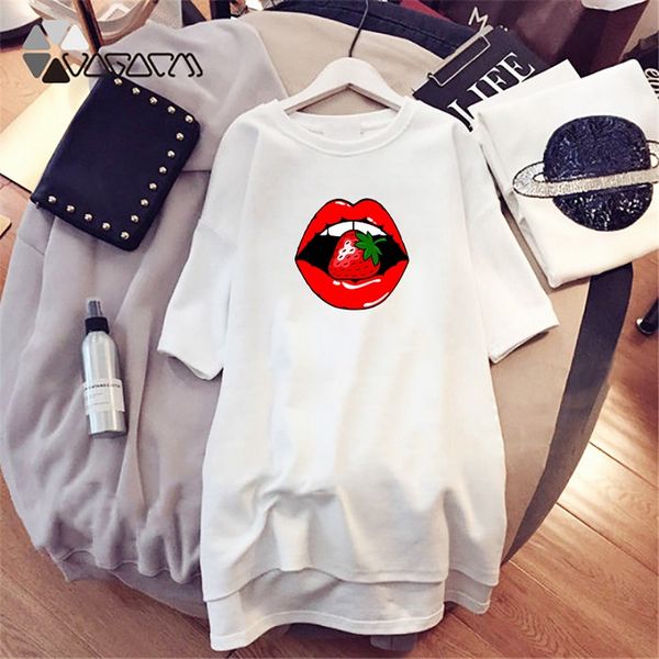 

girls mini dresses casual style designer cartoon lips strawberry print women pencil dress summer flora printed dress short sleeve plus size, Black;gray