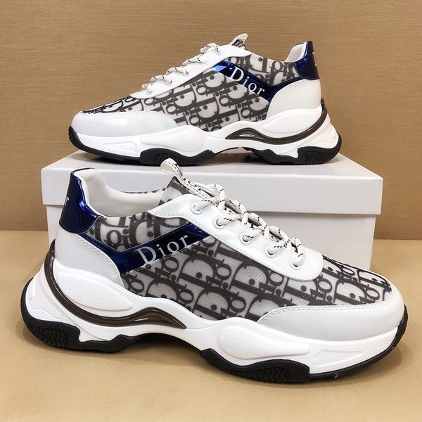 

2020 o16 leather lace-up fashion casual mens luxury designer shoes classic mesh ventilation shoes mens sneakers original box, Black