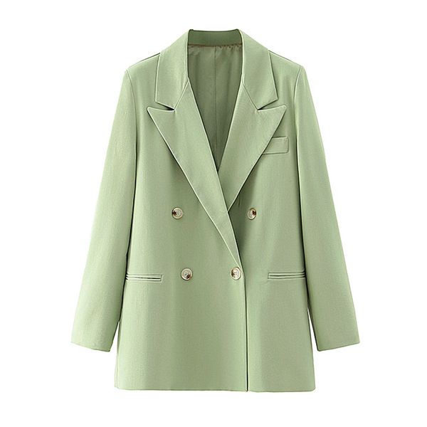 

women's suits & blazers autumn stylish double breasted solid blazer coat fashion long sleeve pockets female jacket outerwear chic, White;black