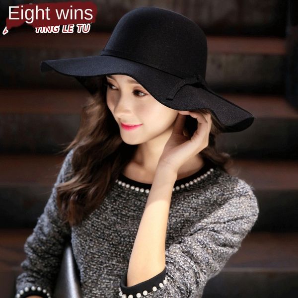 

women's new fashion in 2020 british style lady woolen wool hat woolen hat, Blue;gray
