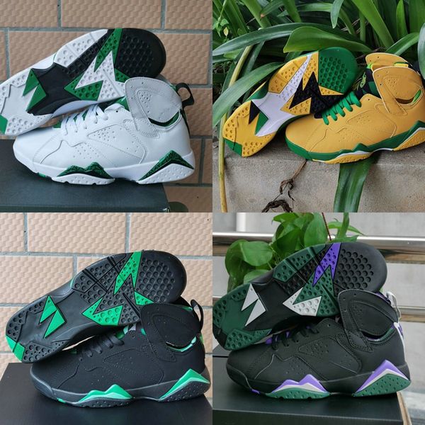 

2020 new jumpman 7 7s patta wheat yellow green ray allen pe black purple white grass green mens basketball shoes trainers sports sneakers
