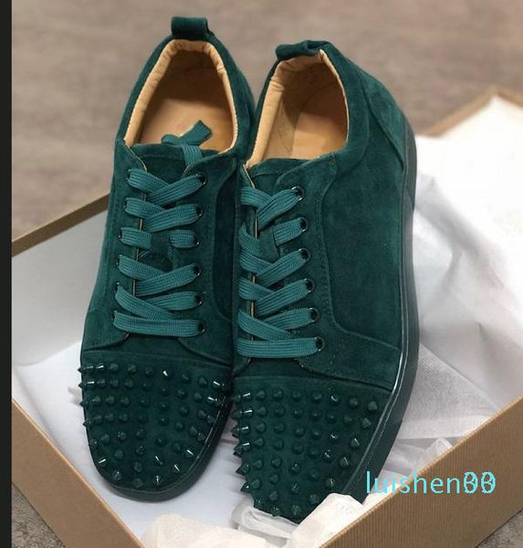 

2019 luxury sneaker studded spikes mens trainers bottom shoes quality grey new designer brand flats 100% genuine leather 3a l03, Black