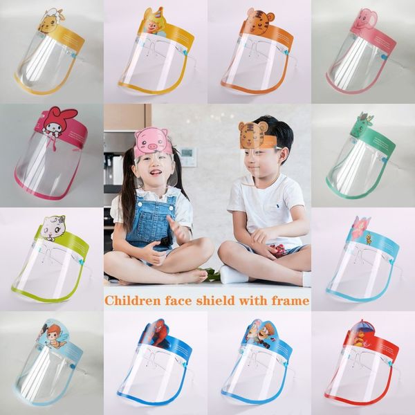 

dhl shipping cartoon face shield with glasses anti-fog isolation mask prevent splashing droplets full protective mask party mask kid x420fz