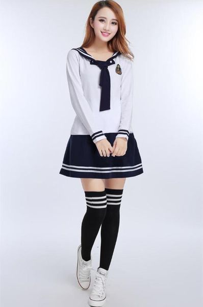 

korean girls students class service uniforms british school uniforms shirt + skirts japanese cosplay costumes for women, White
