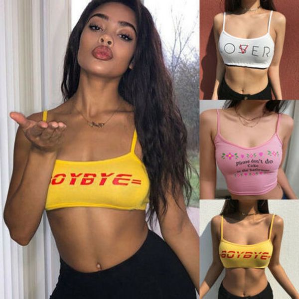 

women cropped pink crop tank sleeveless boybye loser letter summer letter strappy cami new pink purple tanks, White