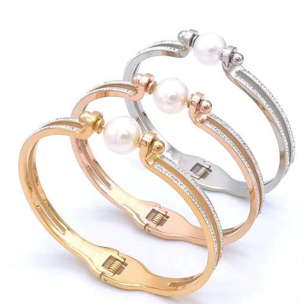 

wedding pearl bracelet for women luxury designer bracelets stainless steel jewelry girl gift birthday quality, Black