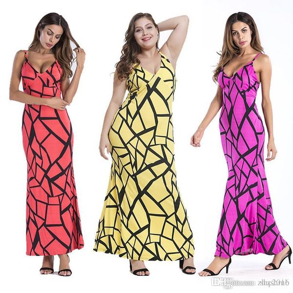 

women dress shoulder sling elegant sleeveless plaid print fat lady skirt casual loose bodycon waist long dresses plus size s-5xl, Black;gray
