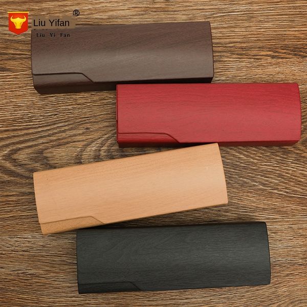 

handmade myopia case case storage imitation wood grain brushed glasses student personality storage box simple portable glasses box, Blue