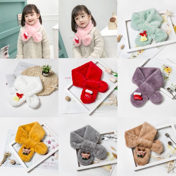 

baby season korean all-match christmas series boys and girls warm children's scarf warm thickened plush children's scarf, Red;brown