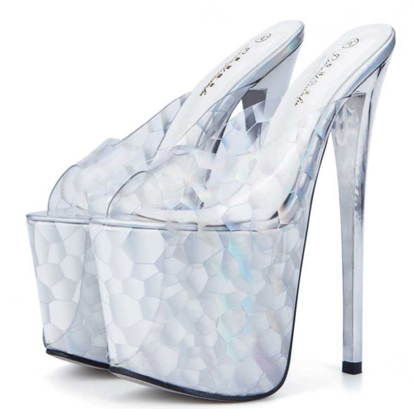 

19cm high heels leopard buckle strap pumps slip-on dance nightclub shoes summer sandals fashion, Black