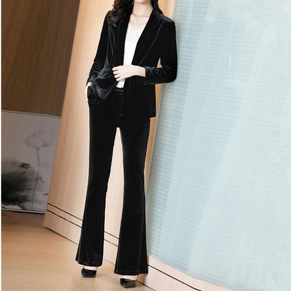 

женский костюм 2 шт комплект (куртка + брюки) тонкий темперамент женщины костюм пиджак с брюками набора бизнеса случайной деловой одеждой, White