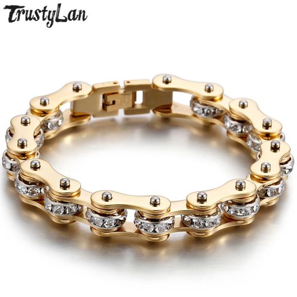 

armband luxury golden stainless steel bicycle chain brazalete mens friendship bracelet men men's biker jewelry dropshipping, Black