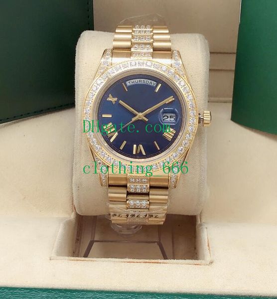 

9 style male wristwatches 228238 silver champagne roman dial 41mm 18k yellow gold diamond bracelet automatic fashion men's luxury watch, Slivery;brown