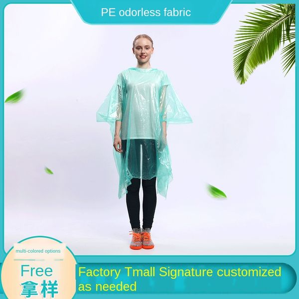 

pe disposable protective cloak square cloak poncho outdoor travel full body protection portable disposable raincoat, Red;brown