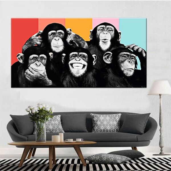 

funny monkey canvas oil paintings graffiti street art posters and prints modern animals wall art pictures kids room nursery decor