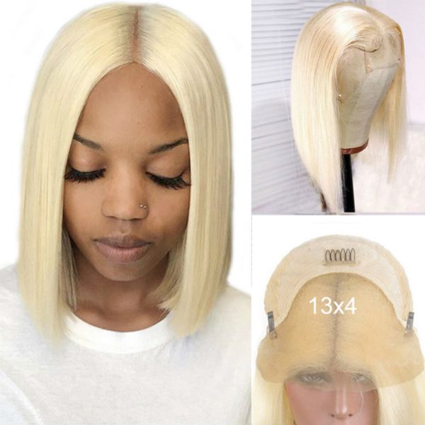 

2020 blonde bob wig maxine 613 blonde lace front wig short bob human hair wigs for women 150% transparent lace, Black;brown