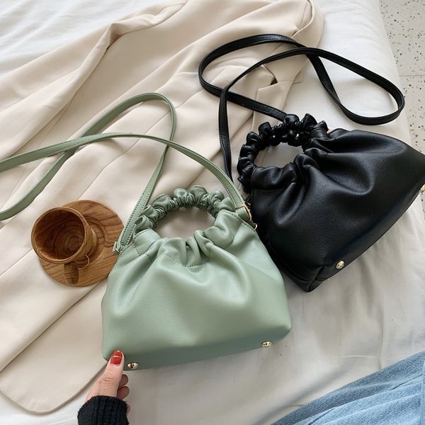

round handle solid color pu leather small totes for women 2020 fashion summer crossbody shoulder messenger handbags