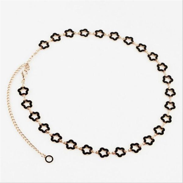 

2020 fashion double-sided metal waist chain belts for women dress shirt decorative plum style chain belts, Black;brown