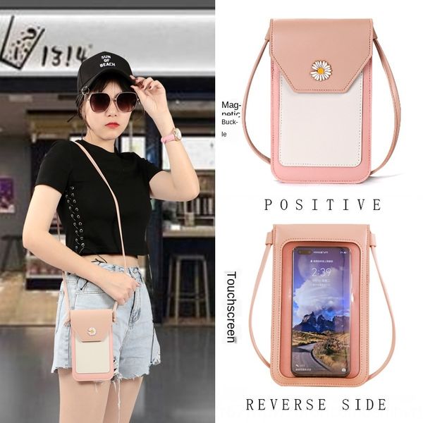 

women's tide magnetic buckle slanting pu leather touch screen mobile female student mobile wallet buckle wallet