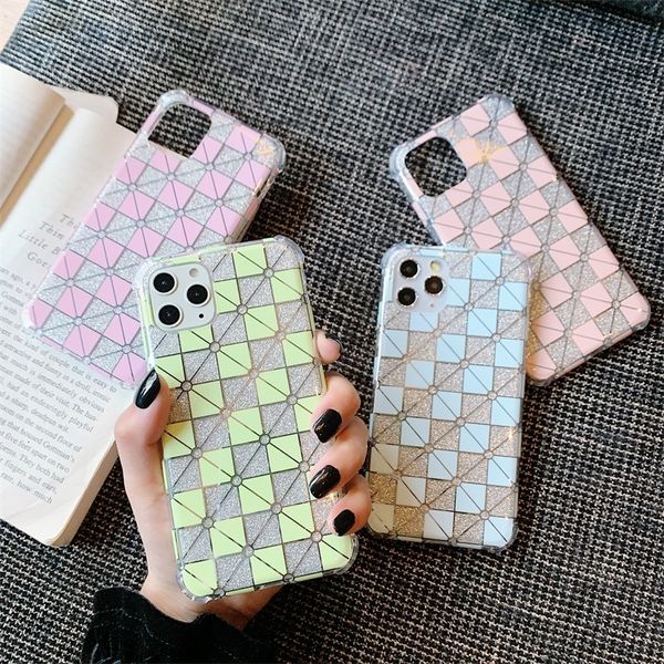 

luxuly fitted case for iphone 11 pro max case 3d lattice glitter phone cases for iphone xr xs max 7 8 7plus 8plus 6s plus x case