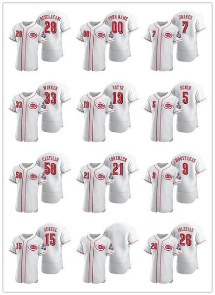 

cincinnati reds men women youth 19 joey votto 11 barry larkin 5 johnny bench authentic baseball jersey, Black